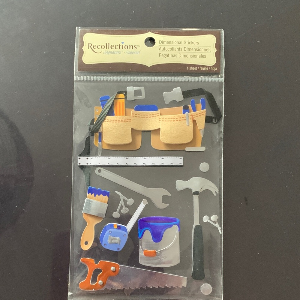 Recollections Craft Tool Dimensional Stickers - Blue, Orange, Silver